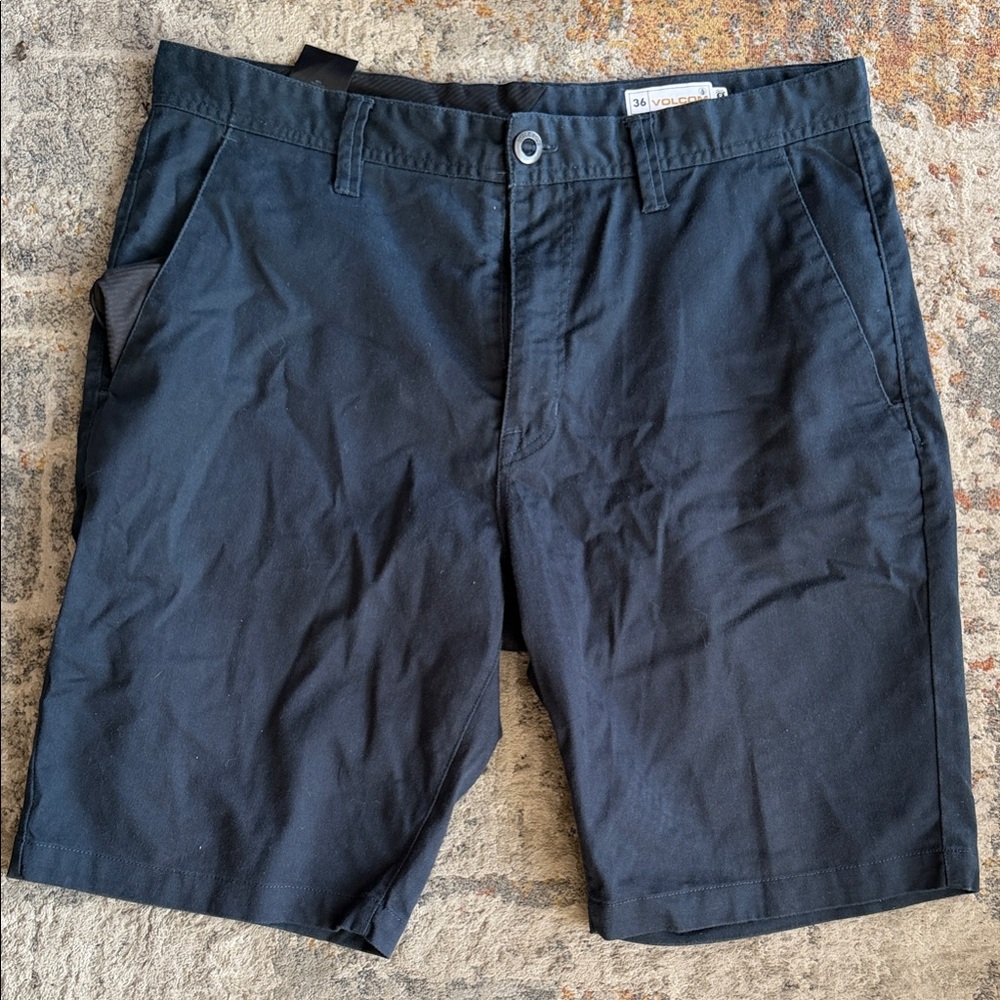 Volcom Navy Flat Front Shorts